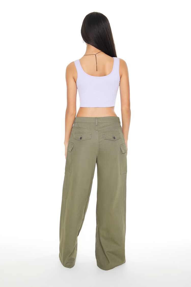 Twill Wide-Leg Cargo Pants-Feelings Star