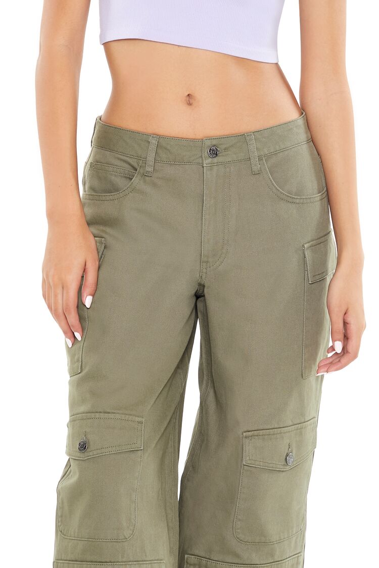 Twill Wide-Leg Cargo Pants-Feelings Star