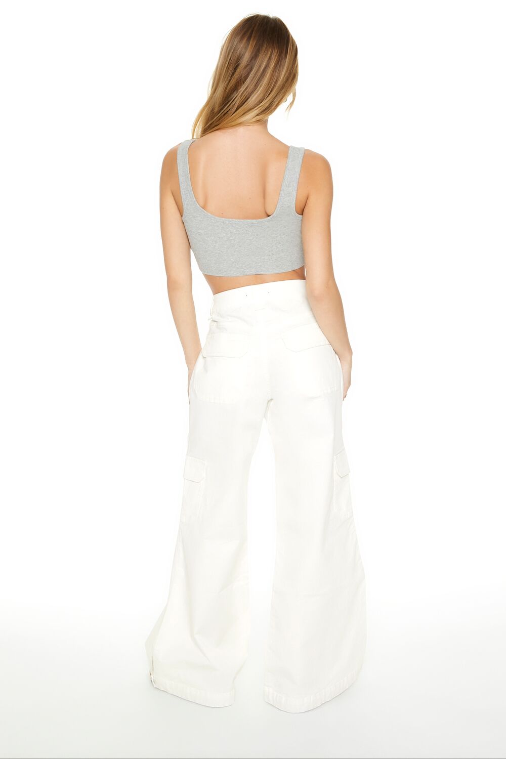 Twill Wide-Leg Cargo Pants-Feelings Star