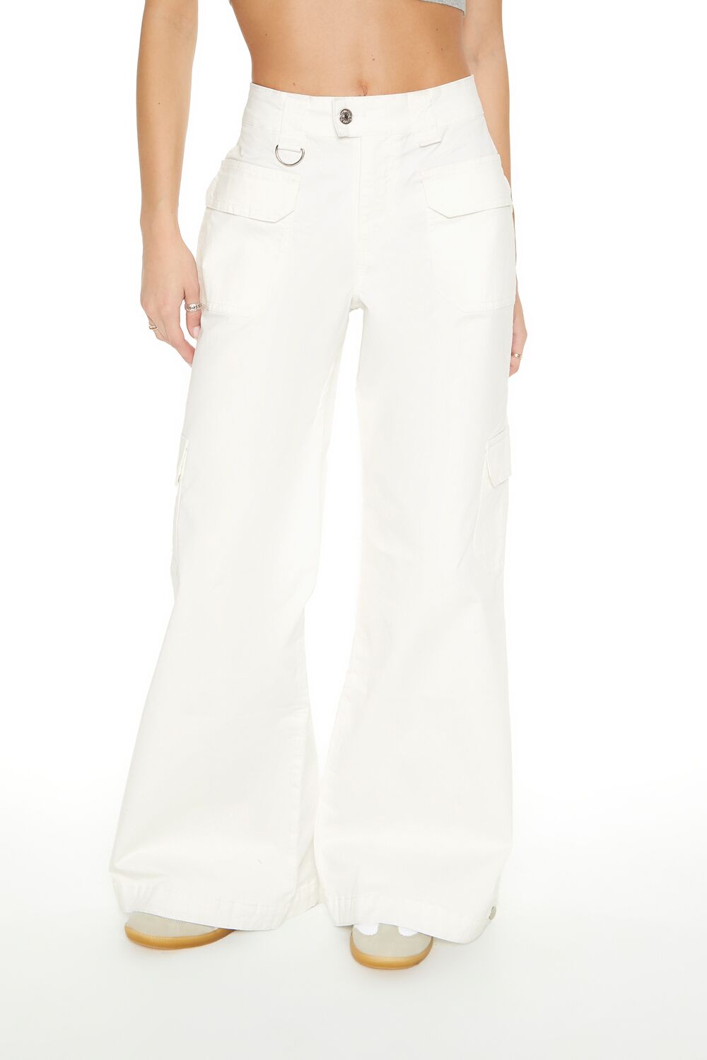 Twill Wide-Leg Cargo Pants-Feelings Star