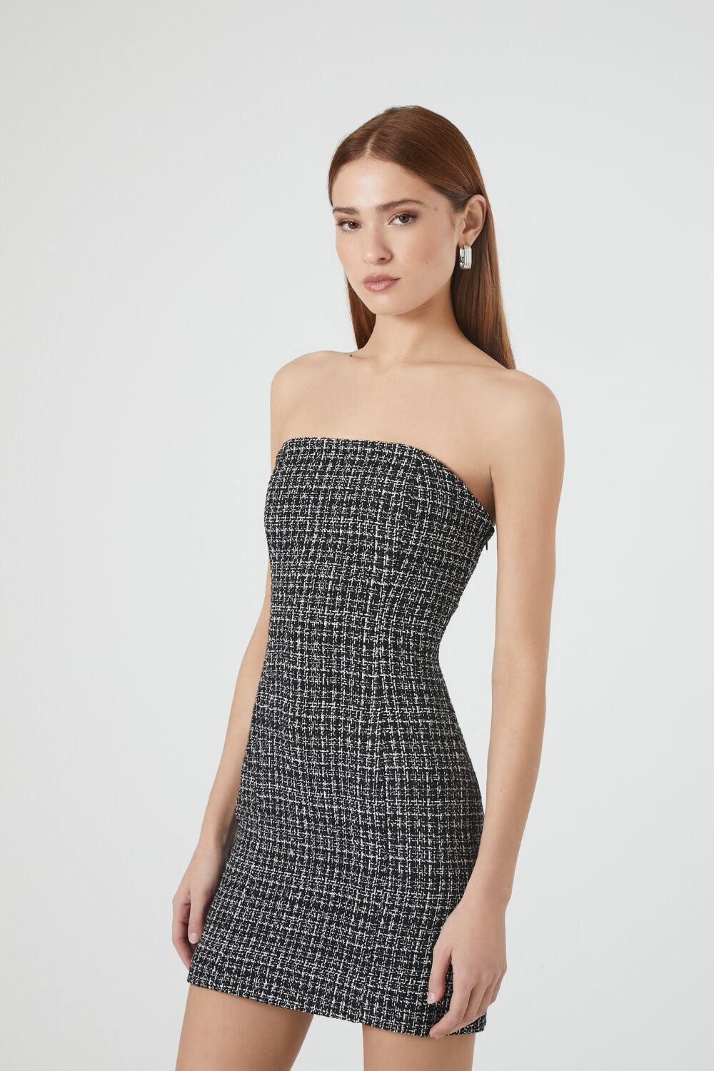 Tweed Tube Mini Dress-Feelings Star