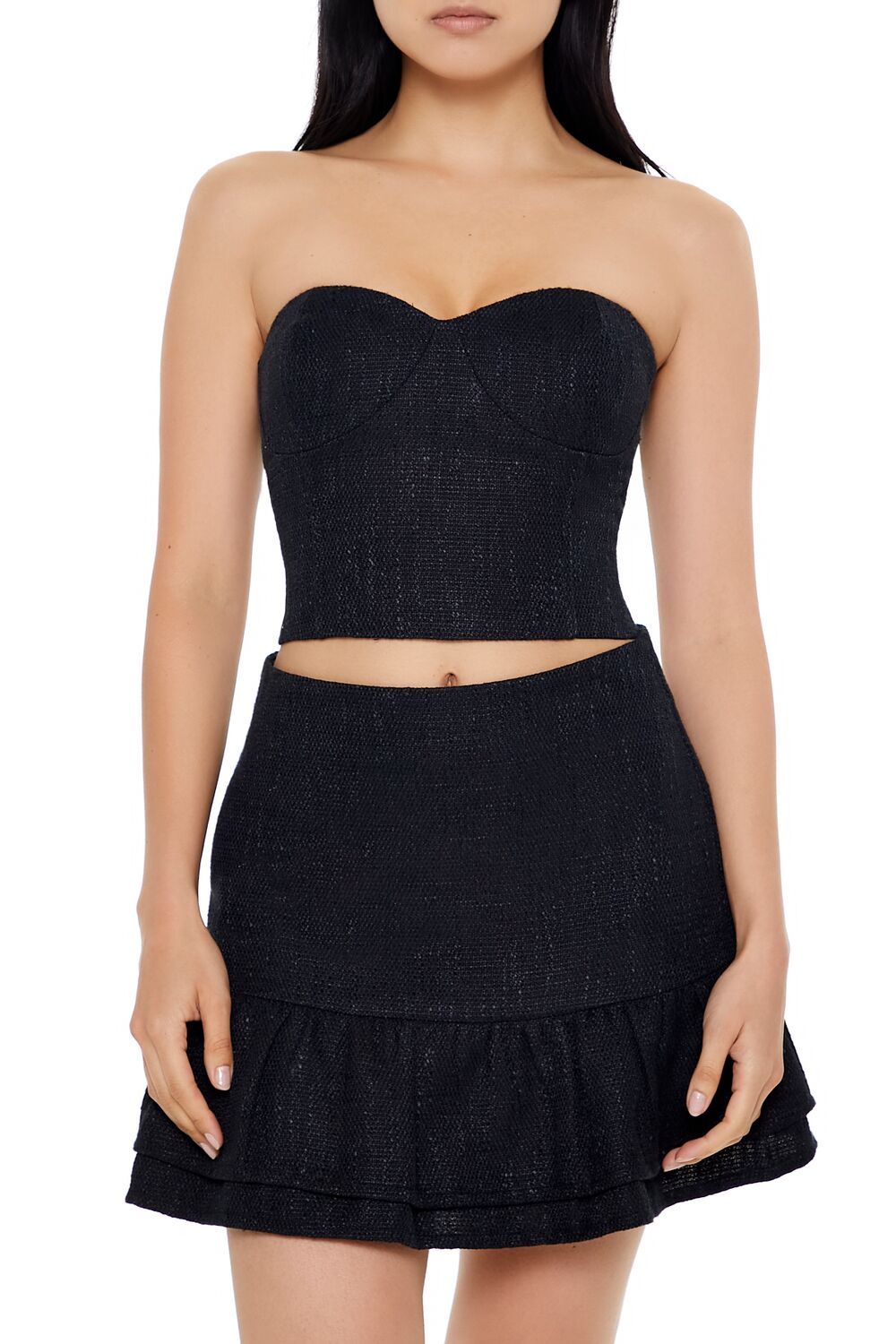 Tweed Tube Top & Mini Skirt Set-Feelings Star