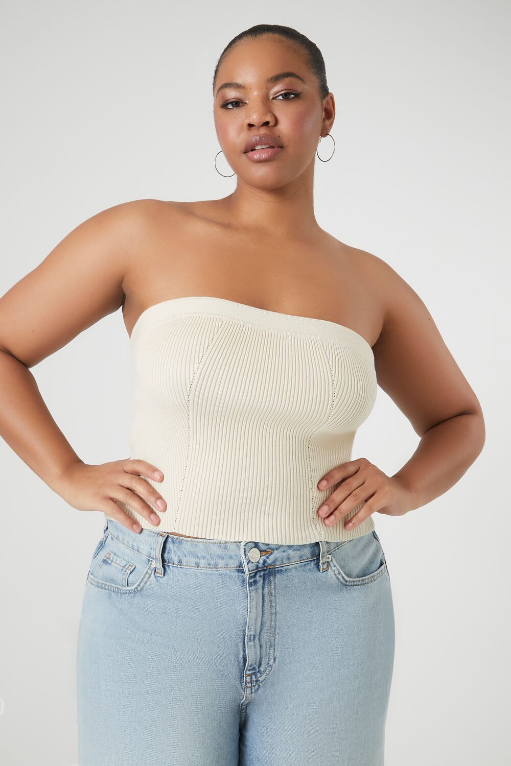 Plus Size Sweater-Knit Tube Top-Feelings Star