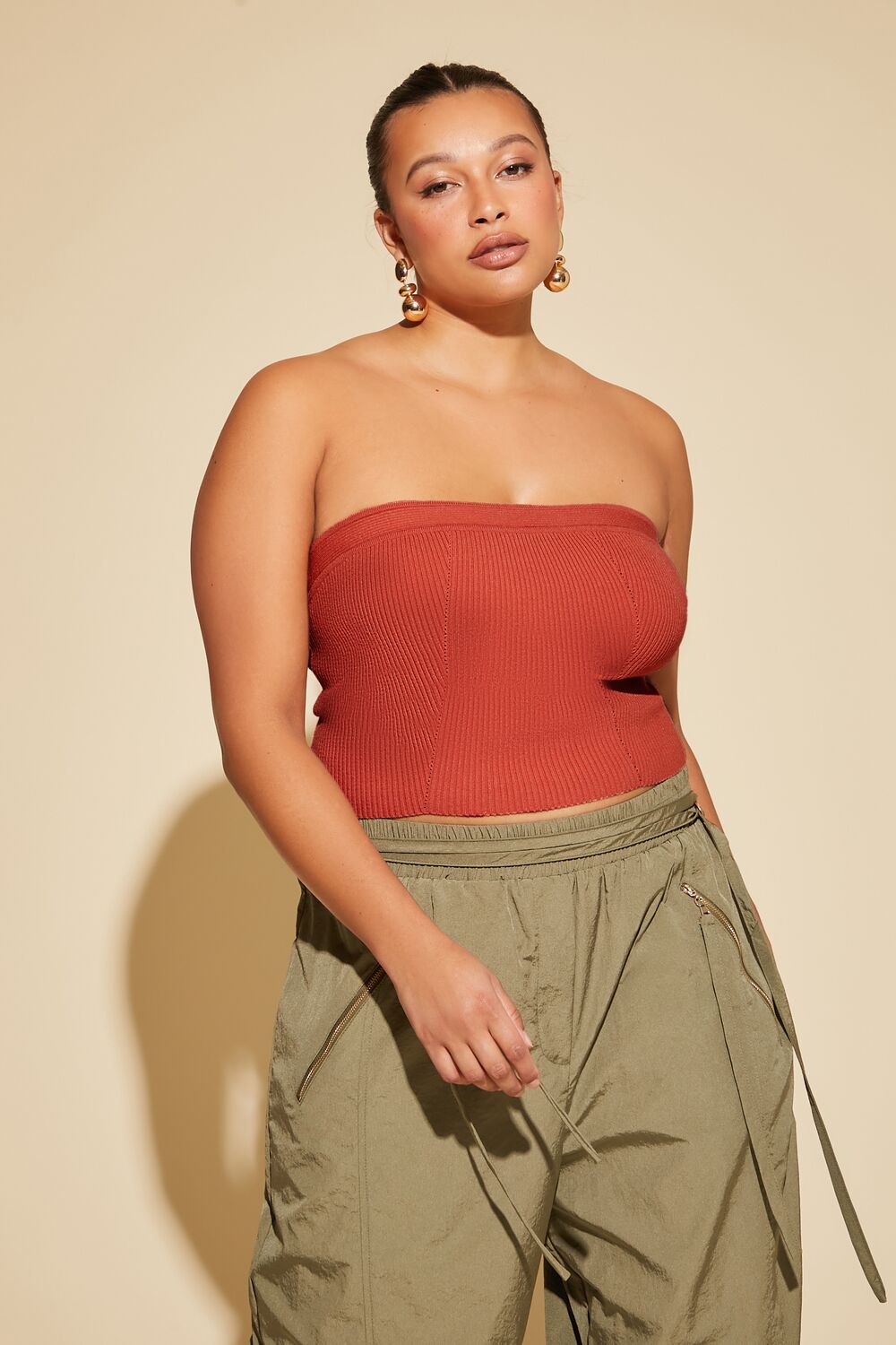 Plus Size Sweater-Knit Tube Top-Feelings Star