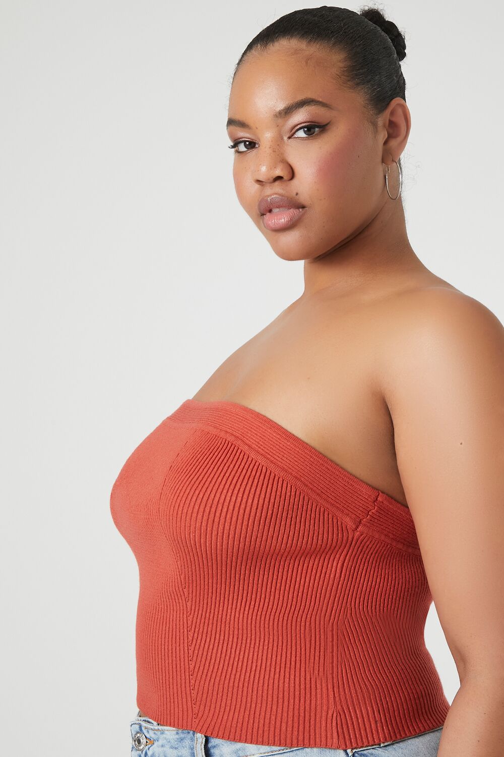 Plus Size Sweater-Knit Tube Top-Feelings Star