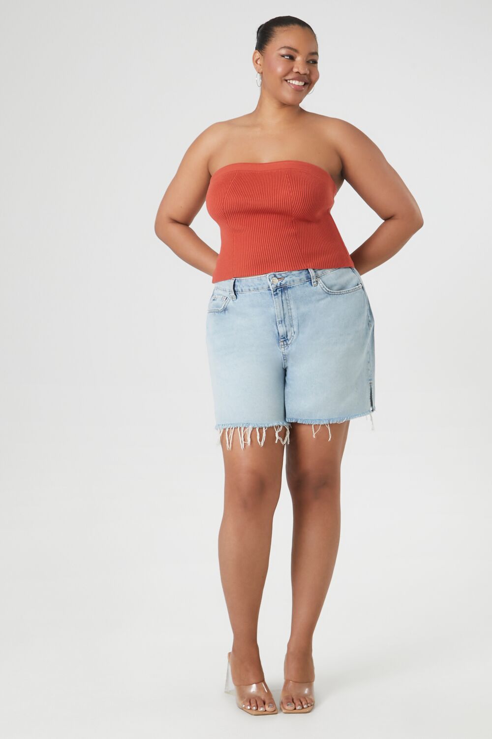 Plus Size Sweater-Knit Tube Top-Feelings Star