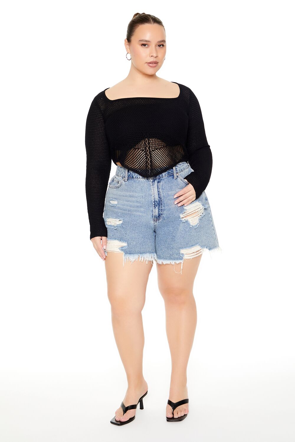 Plus Size Sweater-Knit Crop Top-Feelings Star