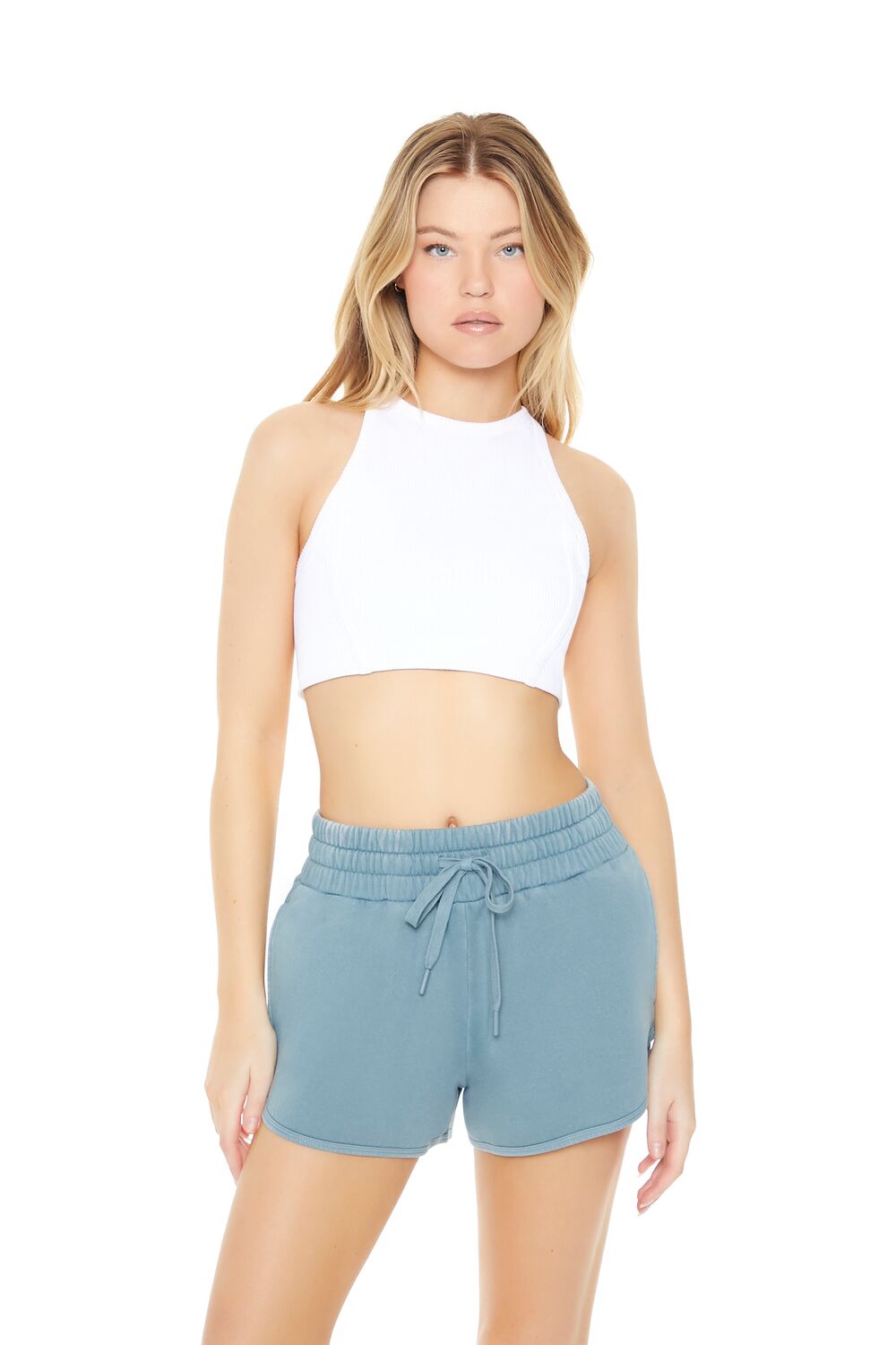 Active Fleece Drawstring Shorts-Feelings Star