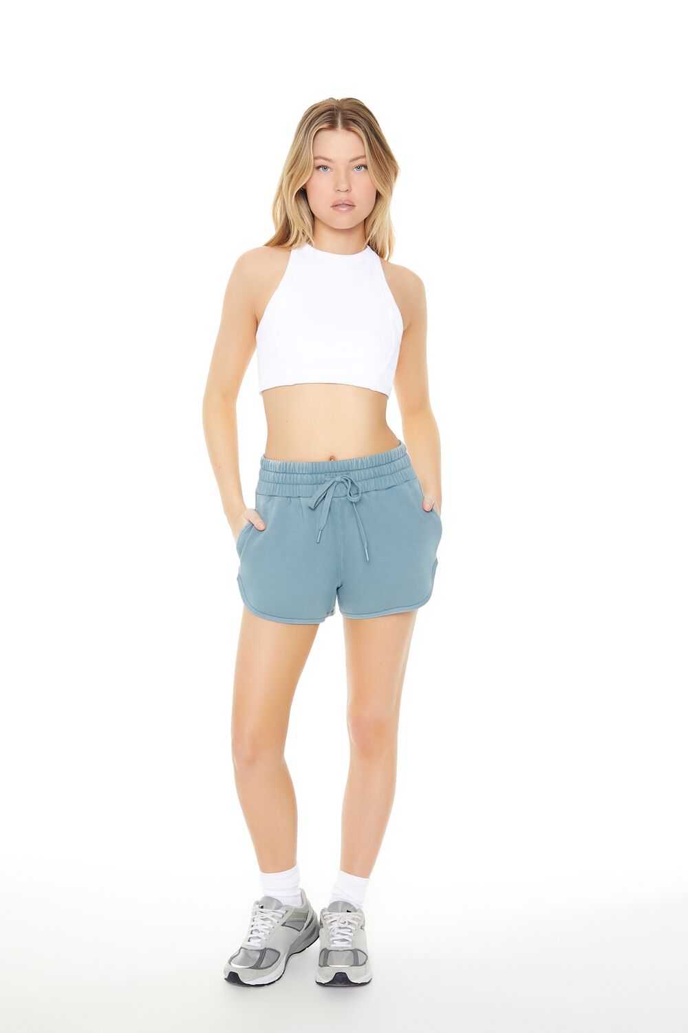 Active Fleece Drawstring Shorts-Feelings Star