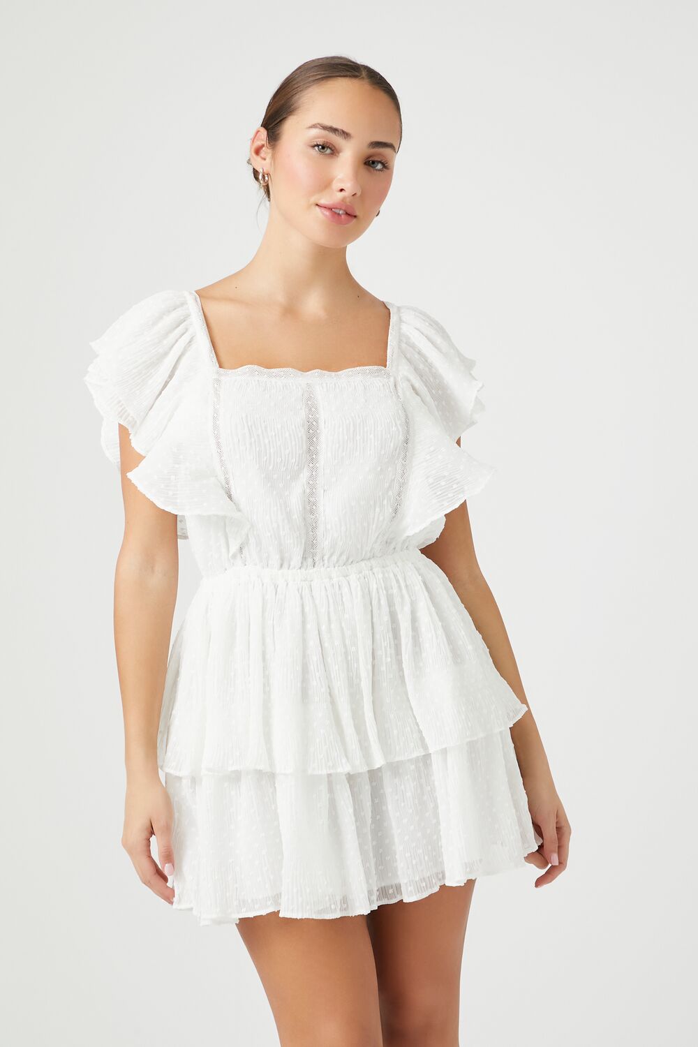 Tiered Clip-Dot Mini Dress-Feelings Star