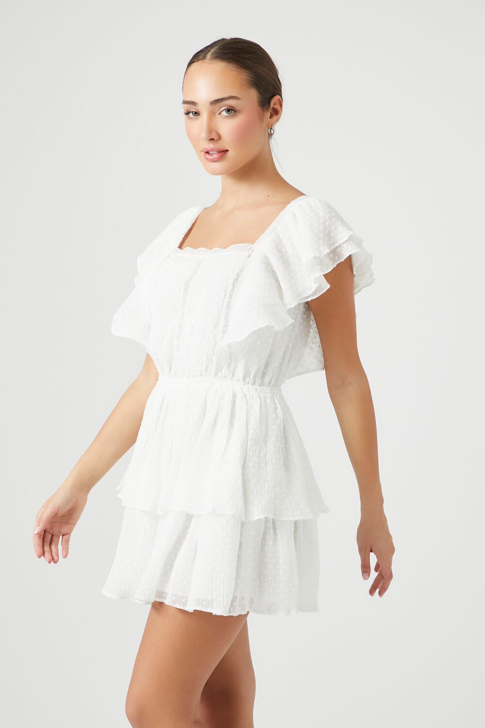 Tiered Clip-Dot Mini Dress-Feelings Star