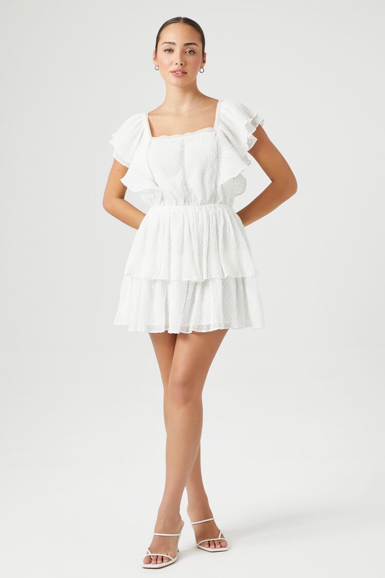 Tiered Clip-Dot Mini Dress-Feelings Star