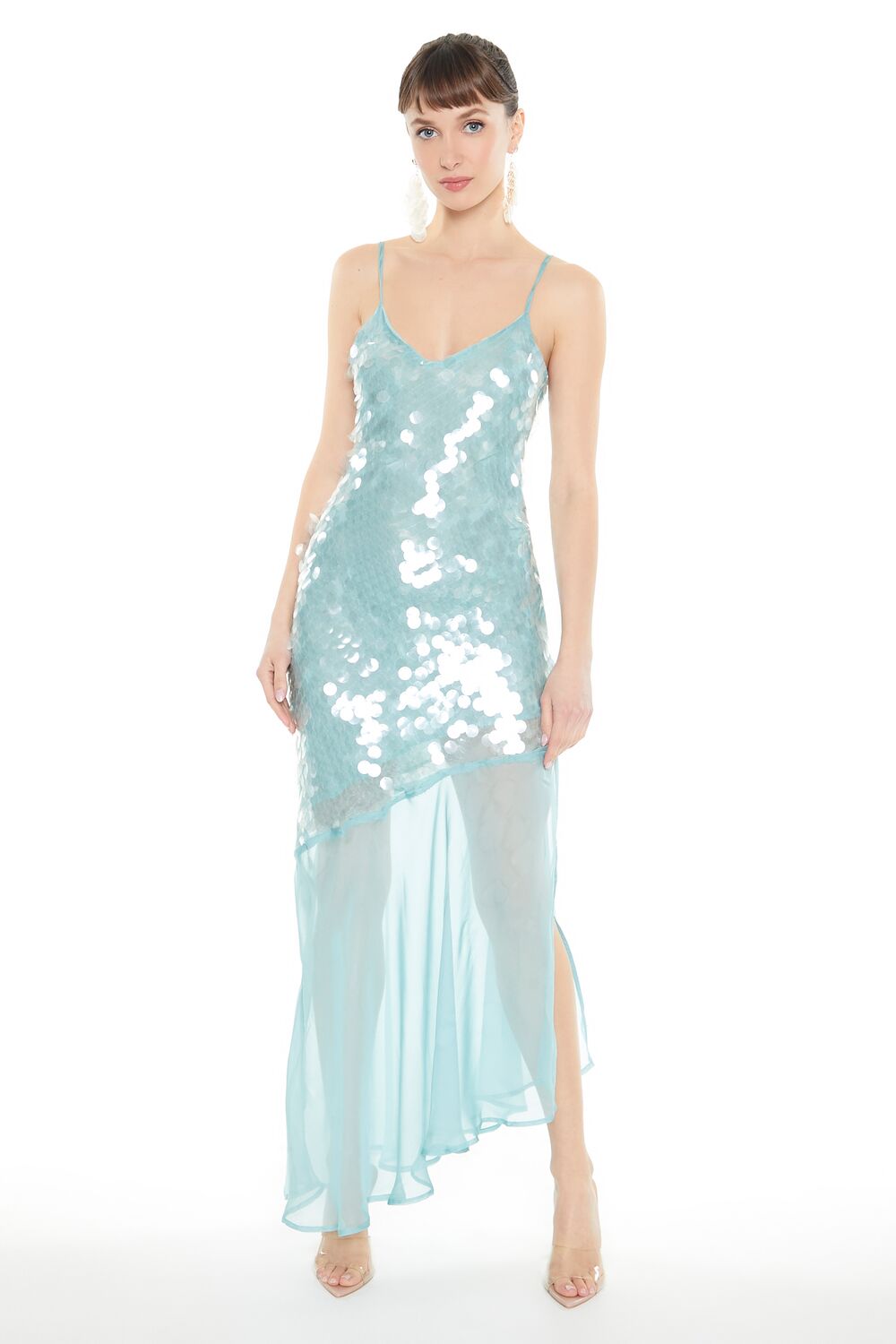 Asymmetrical Sequin Midi Dress-Feelings Star