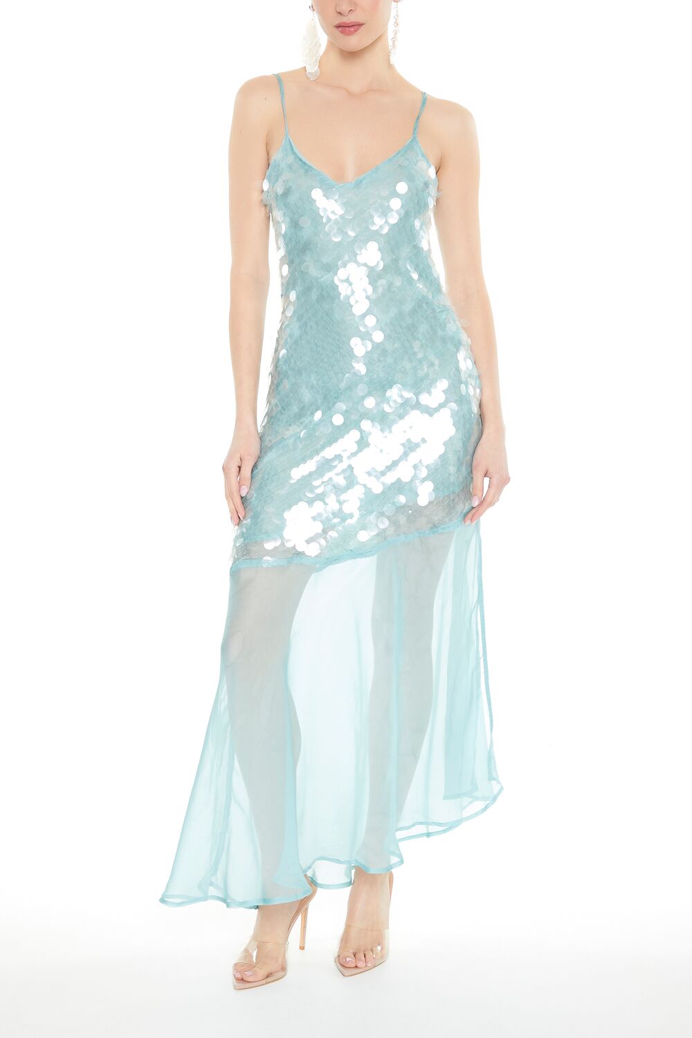 Asymmetrical Sequin Midi Dress-Feelings Star