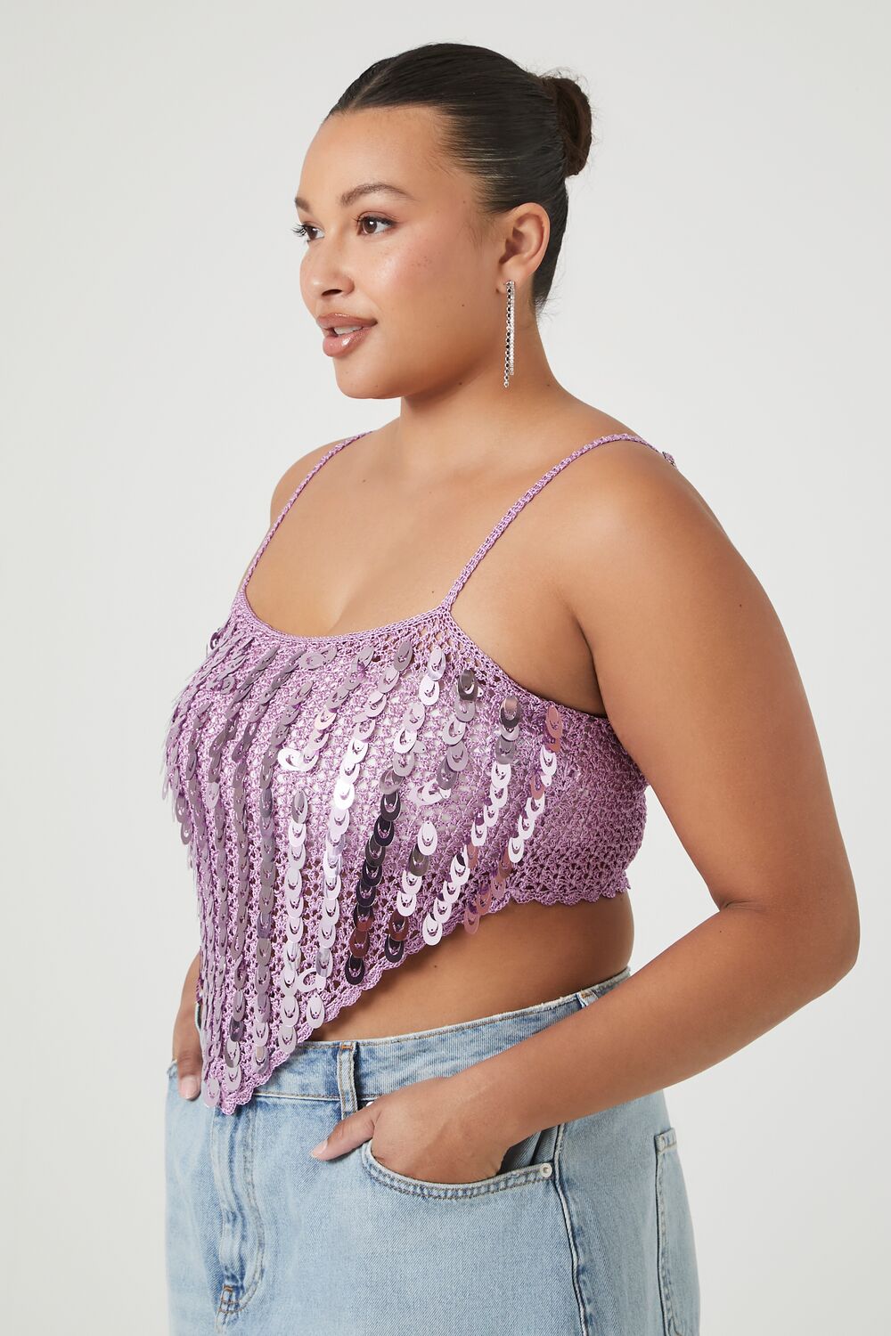 Plus Size Sequin Sweater-Knit Cami-Feelings Star