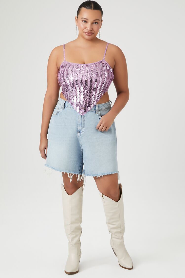 Plus Size Sequin Sweater-Knit Cami-Feelings Star