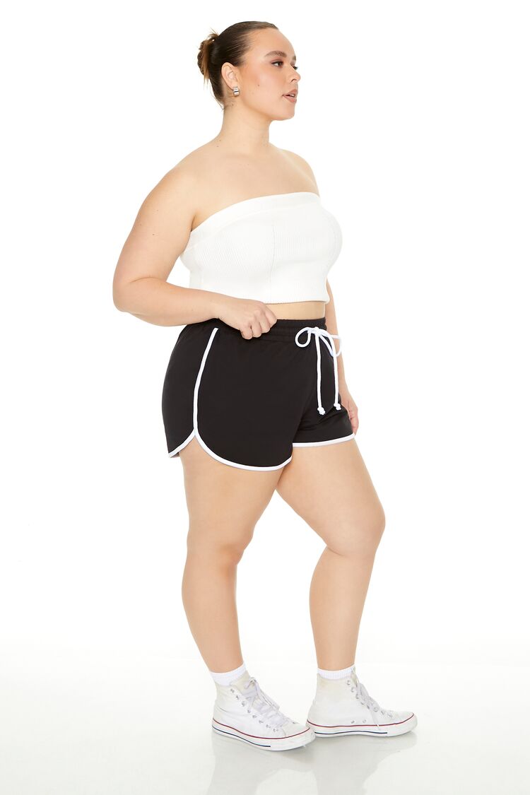 Plus Size French Terry Ringer Shorts-Feelings Star