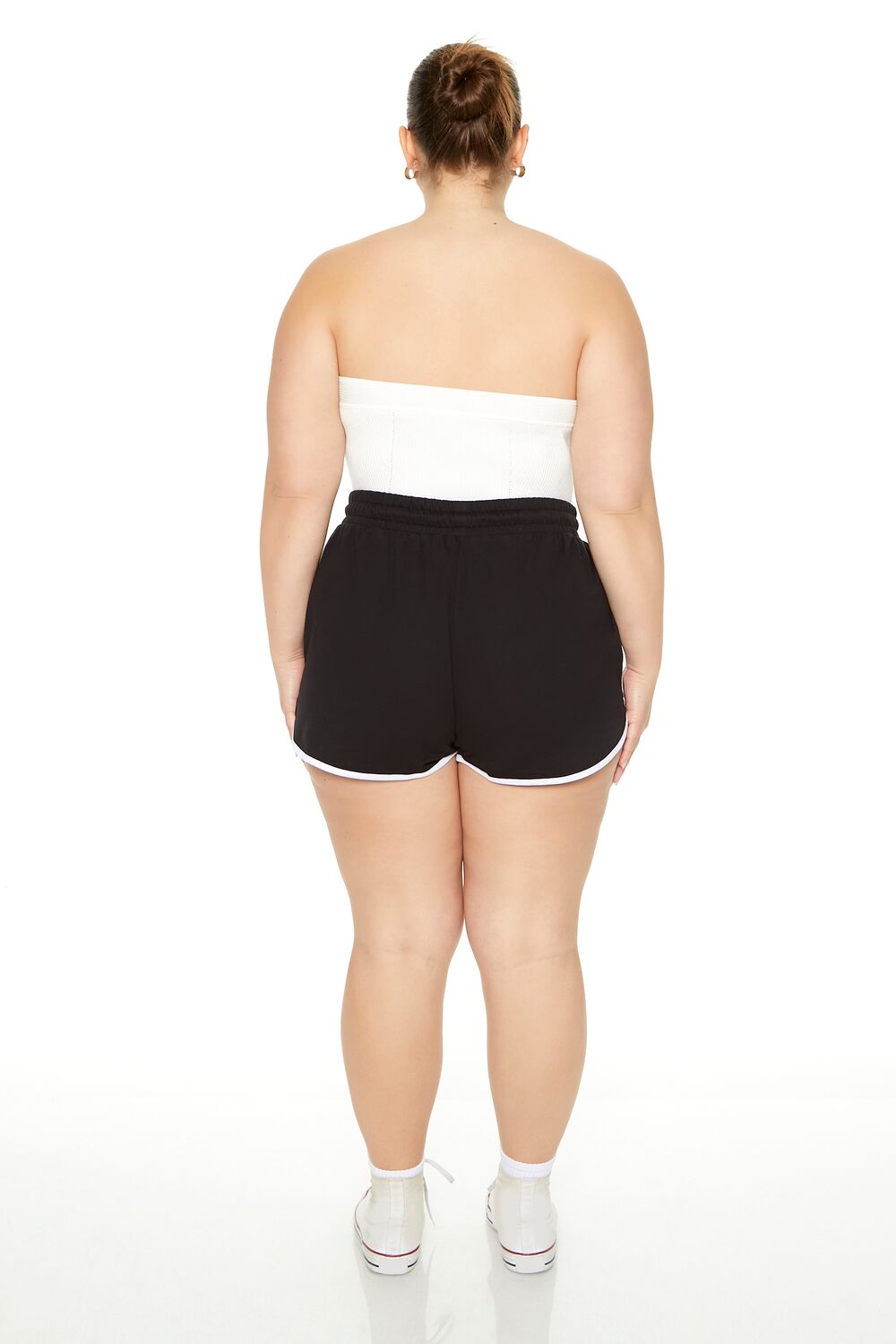 Plus Size French Terry Ringer Shorts-Feelings Star