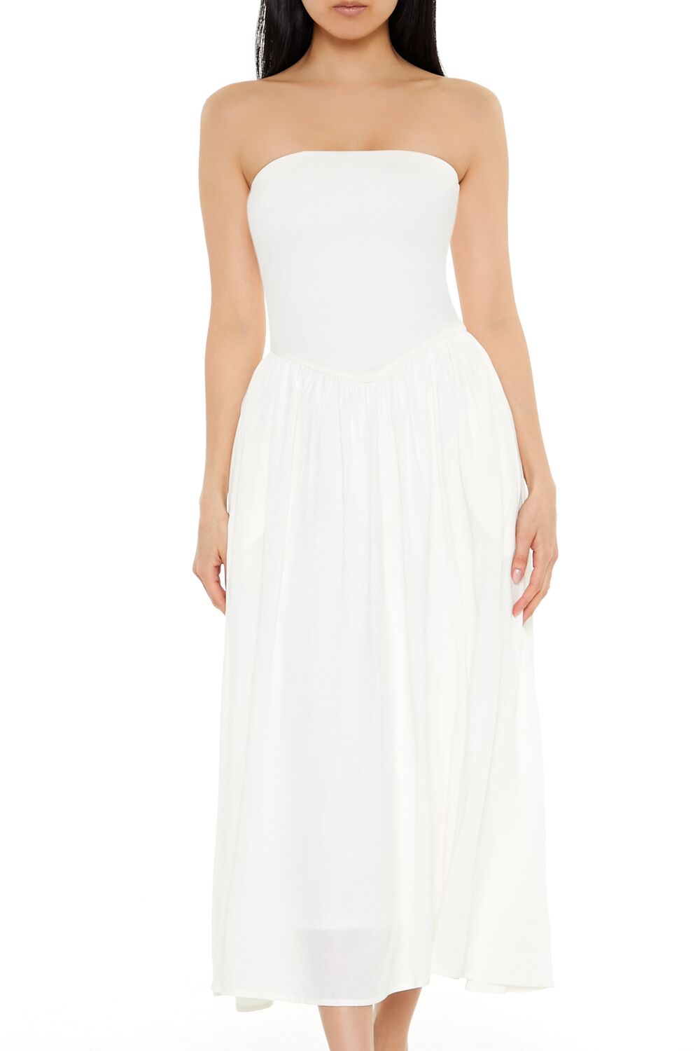 Strapless Fit & Flare Midi Dress-Feelings Star