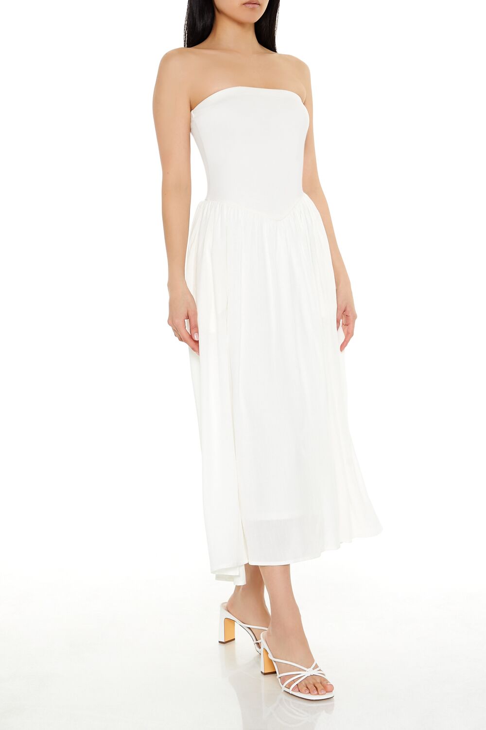 Strapless Fit & Flare Midi Dress-Feelings Star