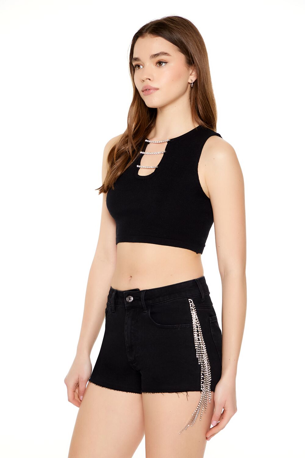 Chain Sweater-Knit Crop Top-Feelings Star