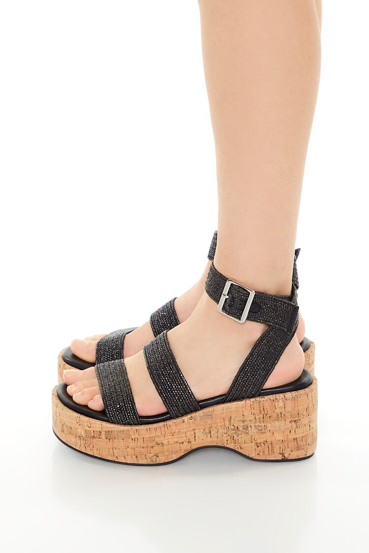 Strappy Cork Platform Wedges-Feelings Star