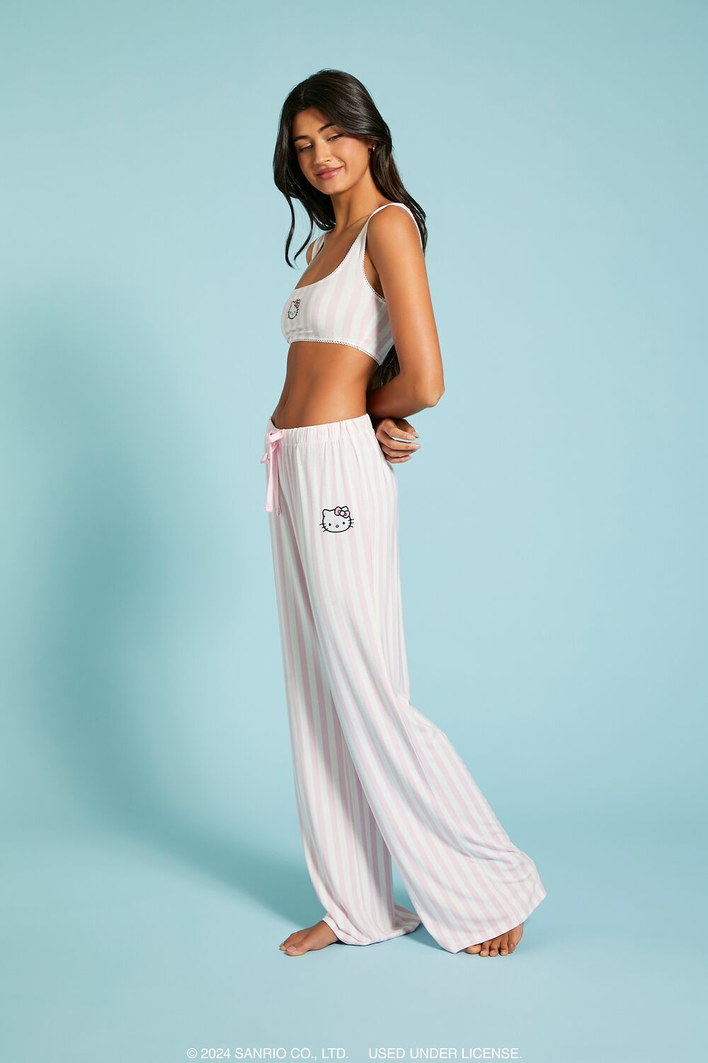 Striped Hello Kitty Pajama Pants-Feelings Star