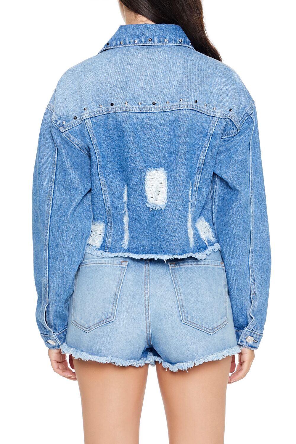 Studded Denim Trucker Jacket-Feelings Star