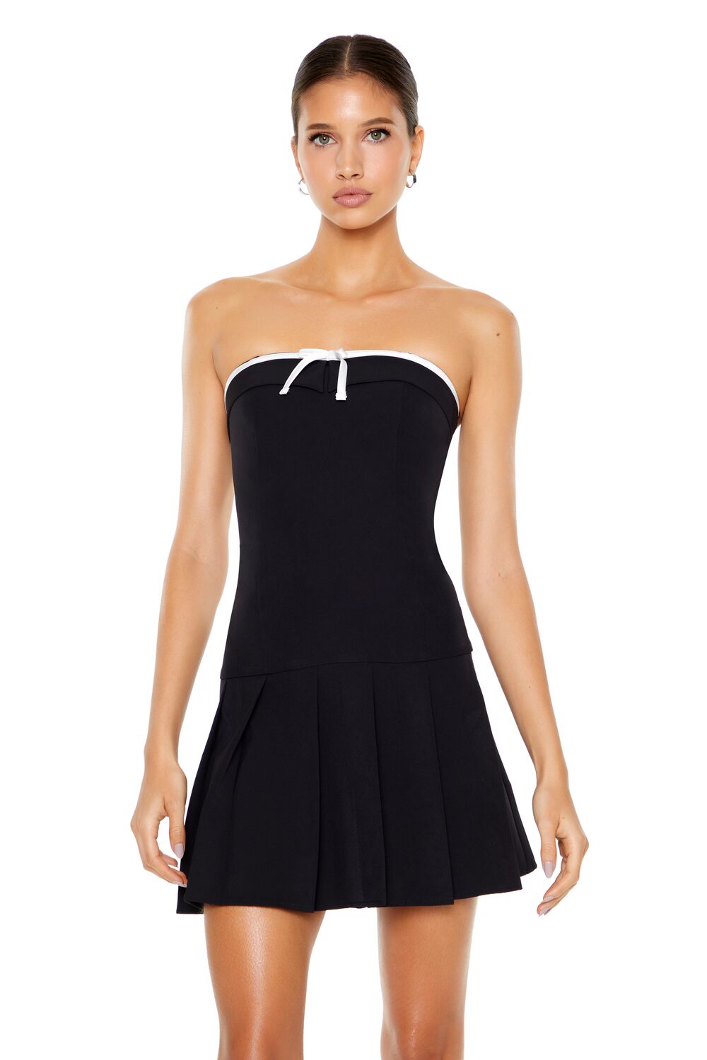 Strapless Bow Mini Dress-Feelings Star