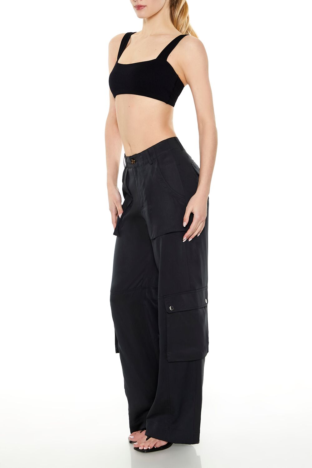 Twill Wide-Leg Cargo Pants-Feelings Star