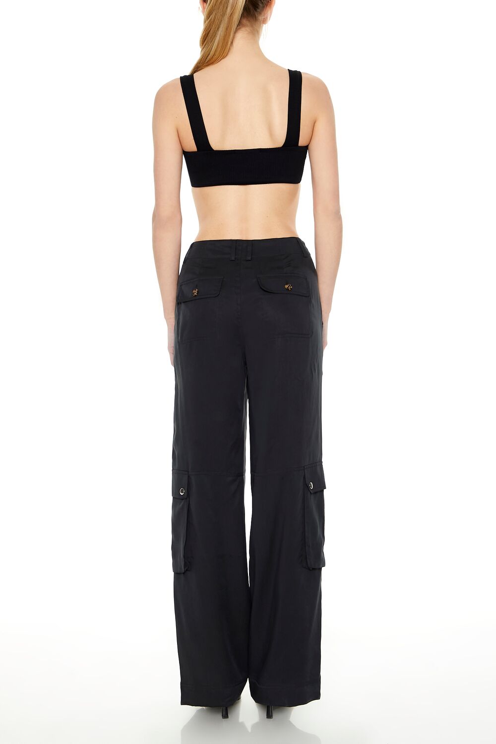 Twill Wide-Leg Cargo Pants-Feelings Star