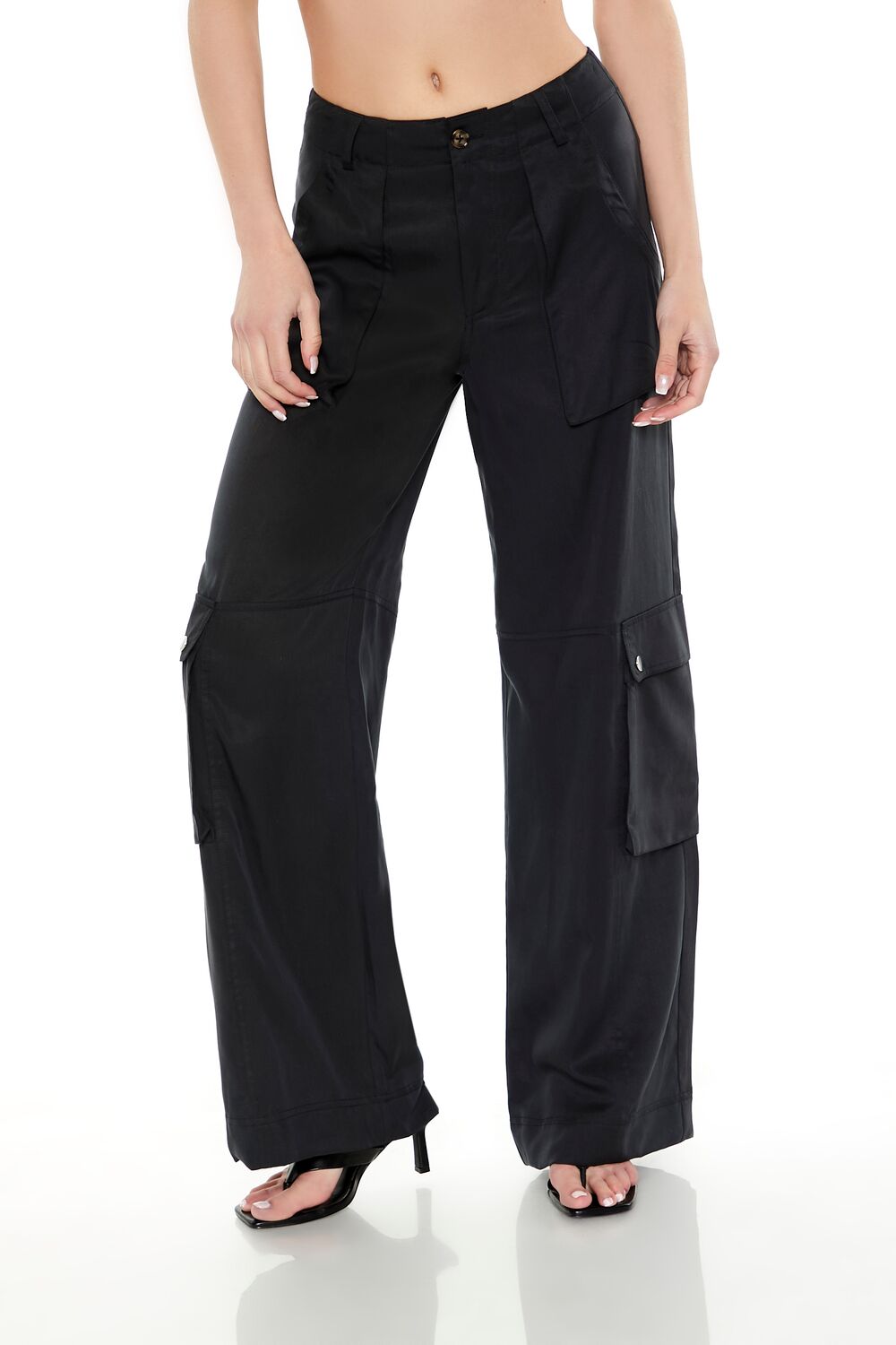Twill Wide-Leg Cargo Pants-Feelings Star