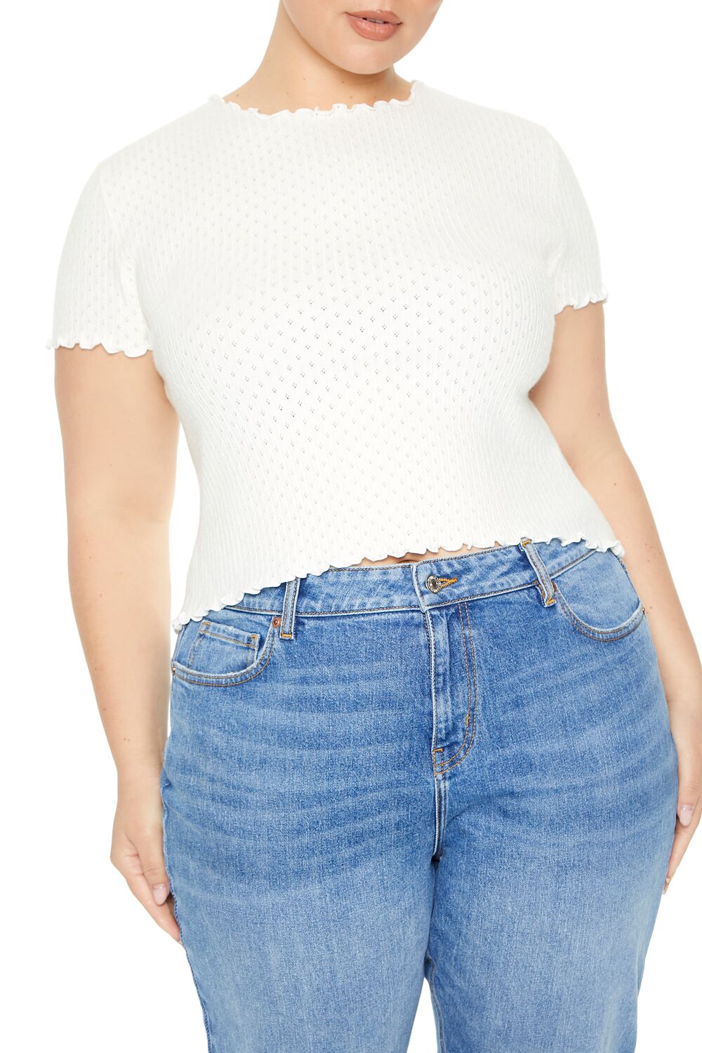 Plus Size Textured Sweater-Knit Tee-Feelings Star