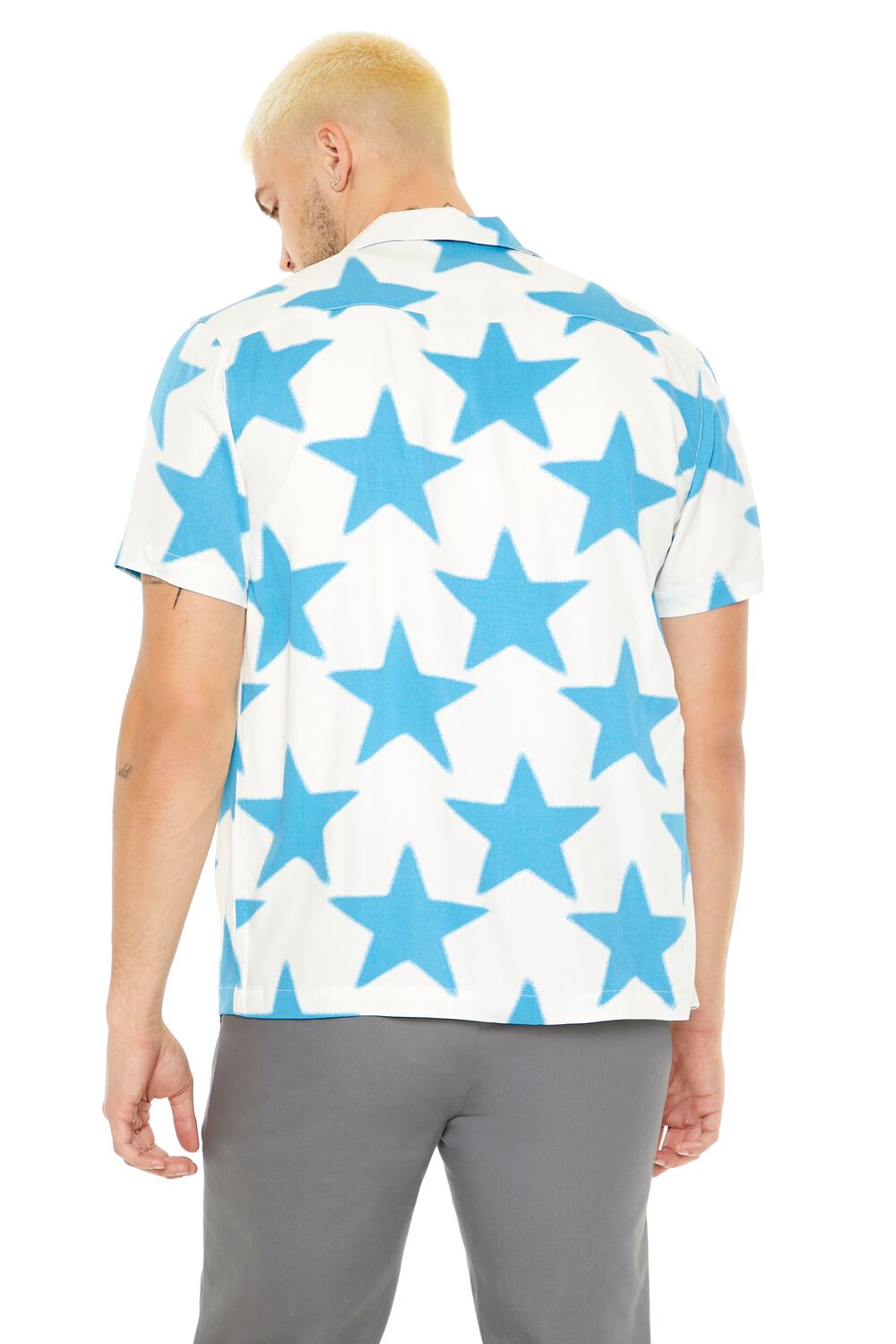 Star Print Button-Up Shirt-Feelings Star