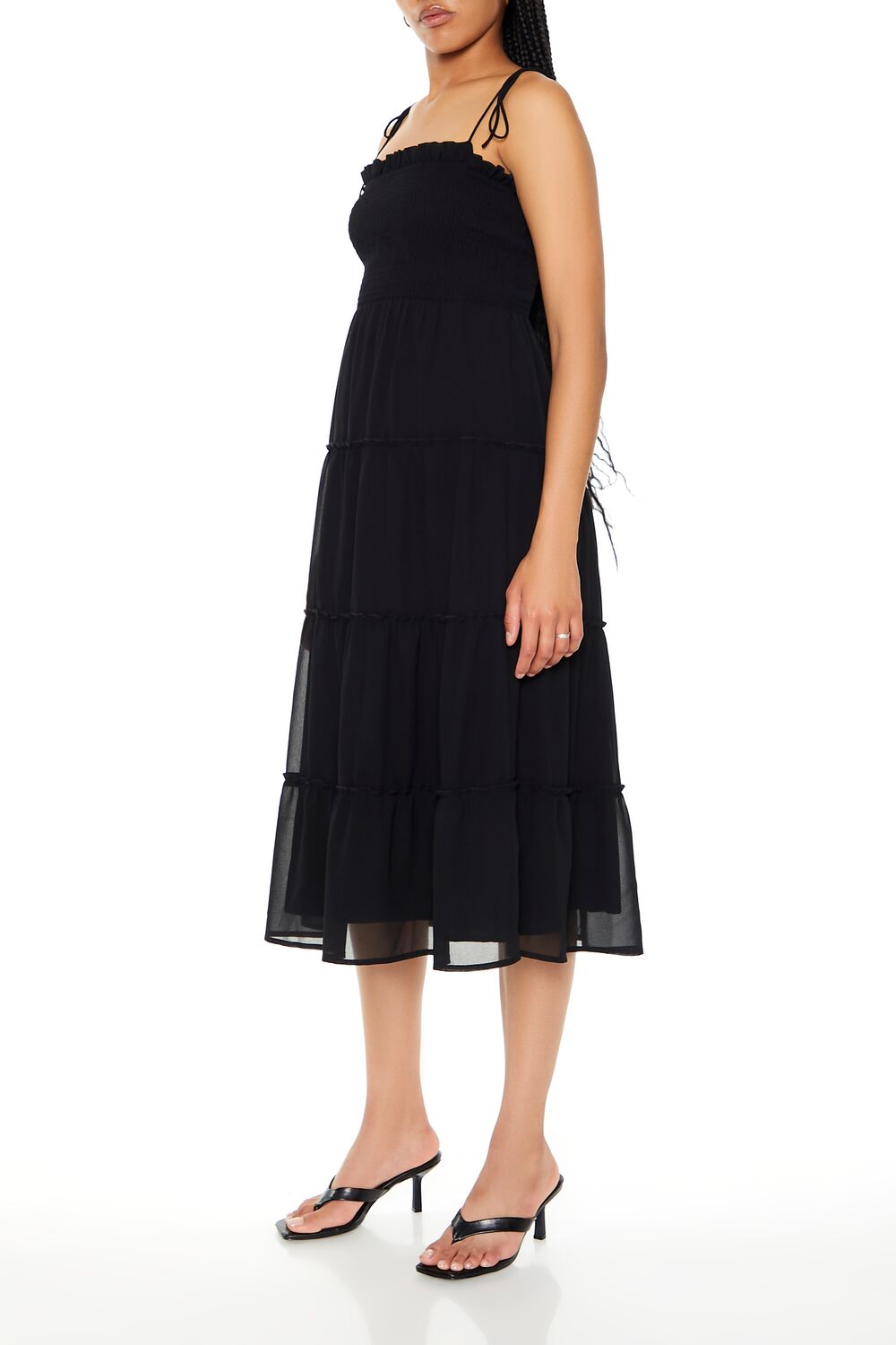 Tiered Self-Tie Cami Midi Dress-Feelings Star