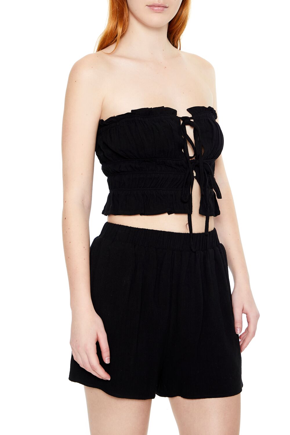 Tiered Ruffle-Trim Tube Top-Feelings Star