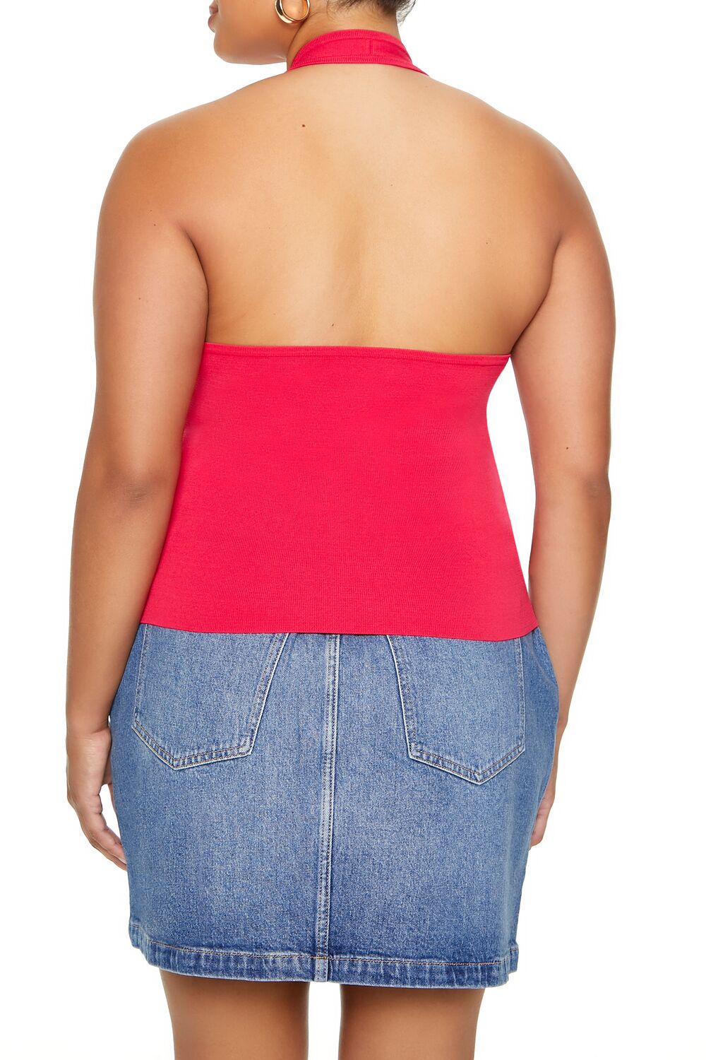 Plus Size Sweater-Knit Halter Top-Feelings Star