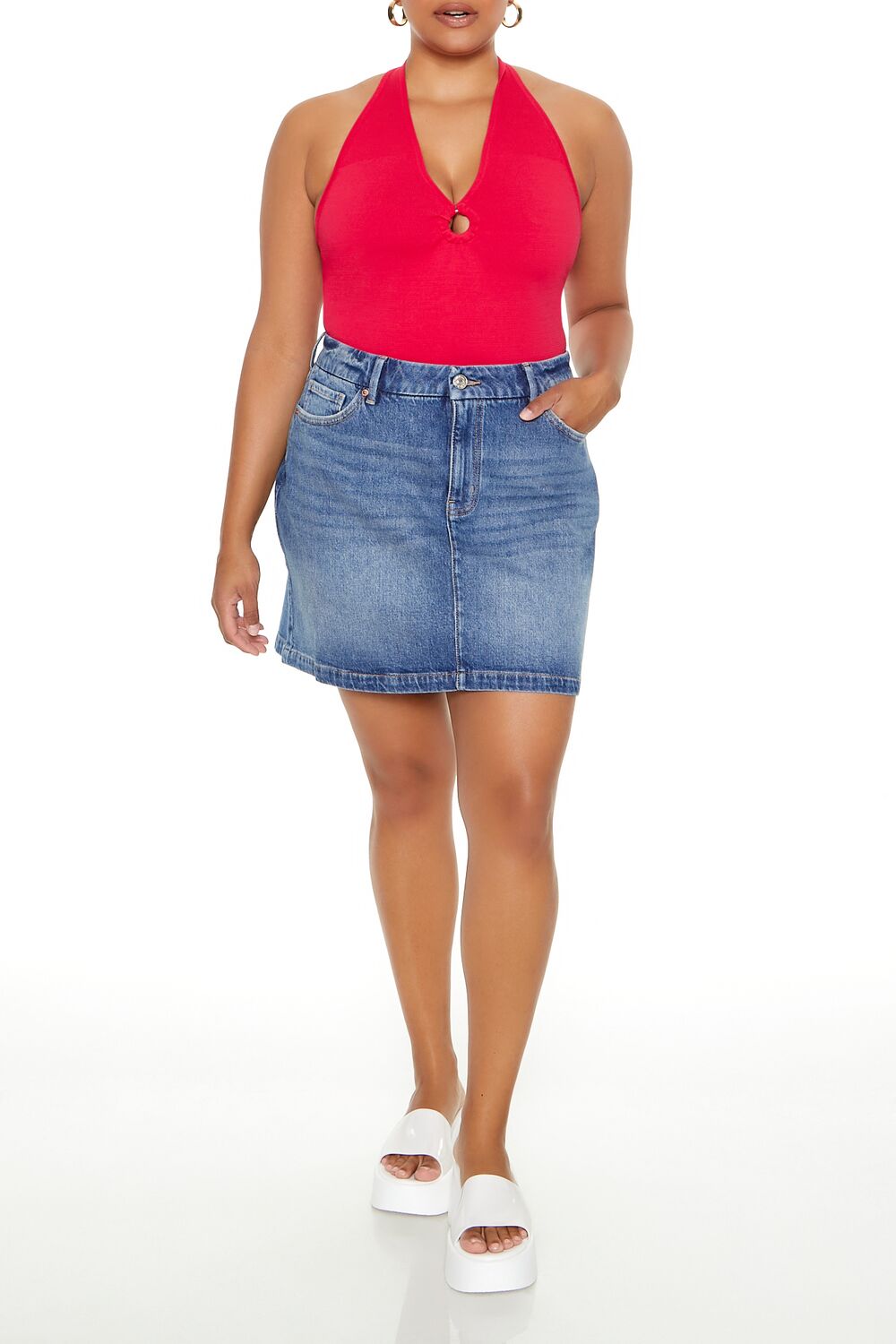 Plus Size Sweater-Knit Halter Top-Feelings Star