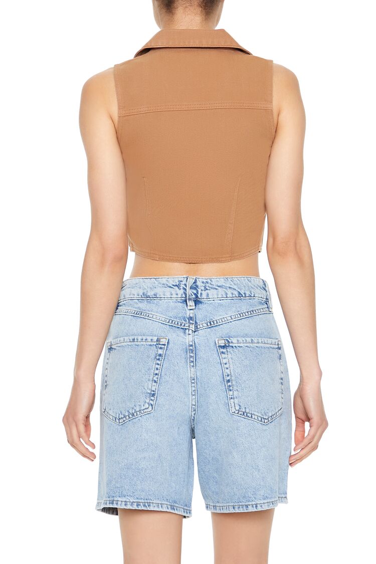 Twill Zip-Up Crop Top-Feelings Star