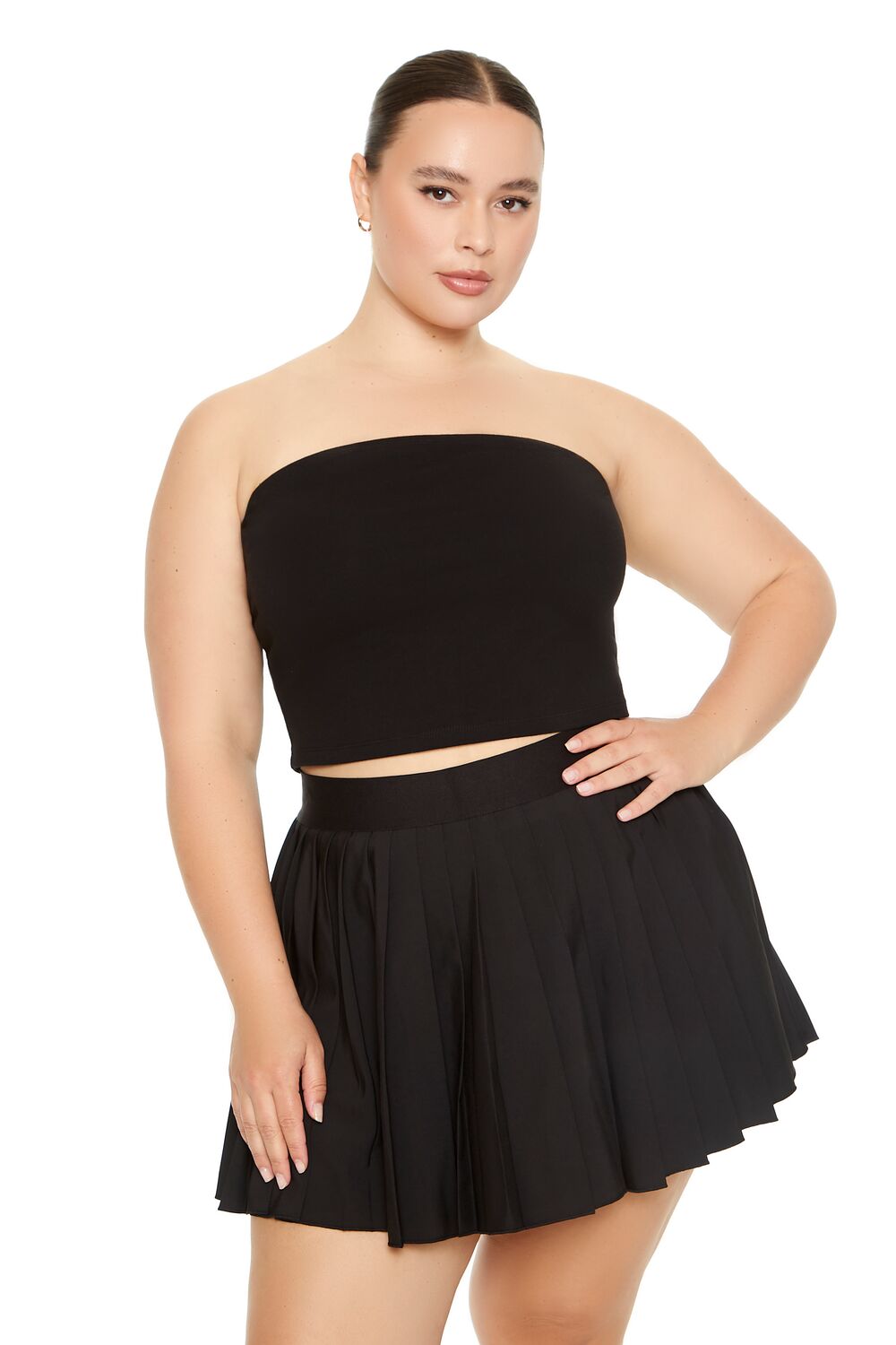 Plus Size Pleated Mini Skort-Feelings Star