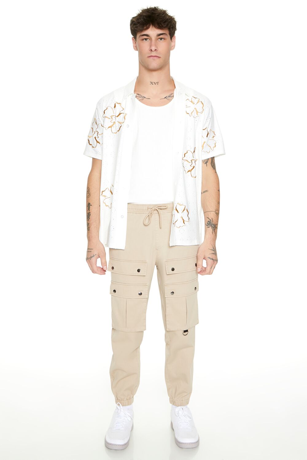 Twill Studded Cargo Joggers-Feelings Star