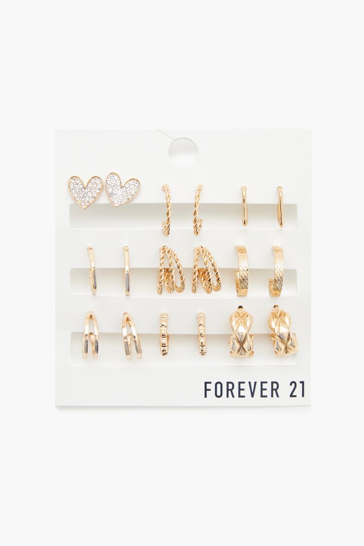 Assorted Hoop & Heart Earrings Set-Feelings Star