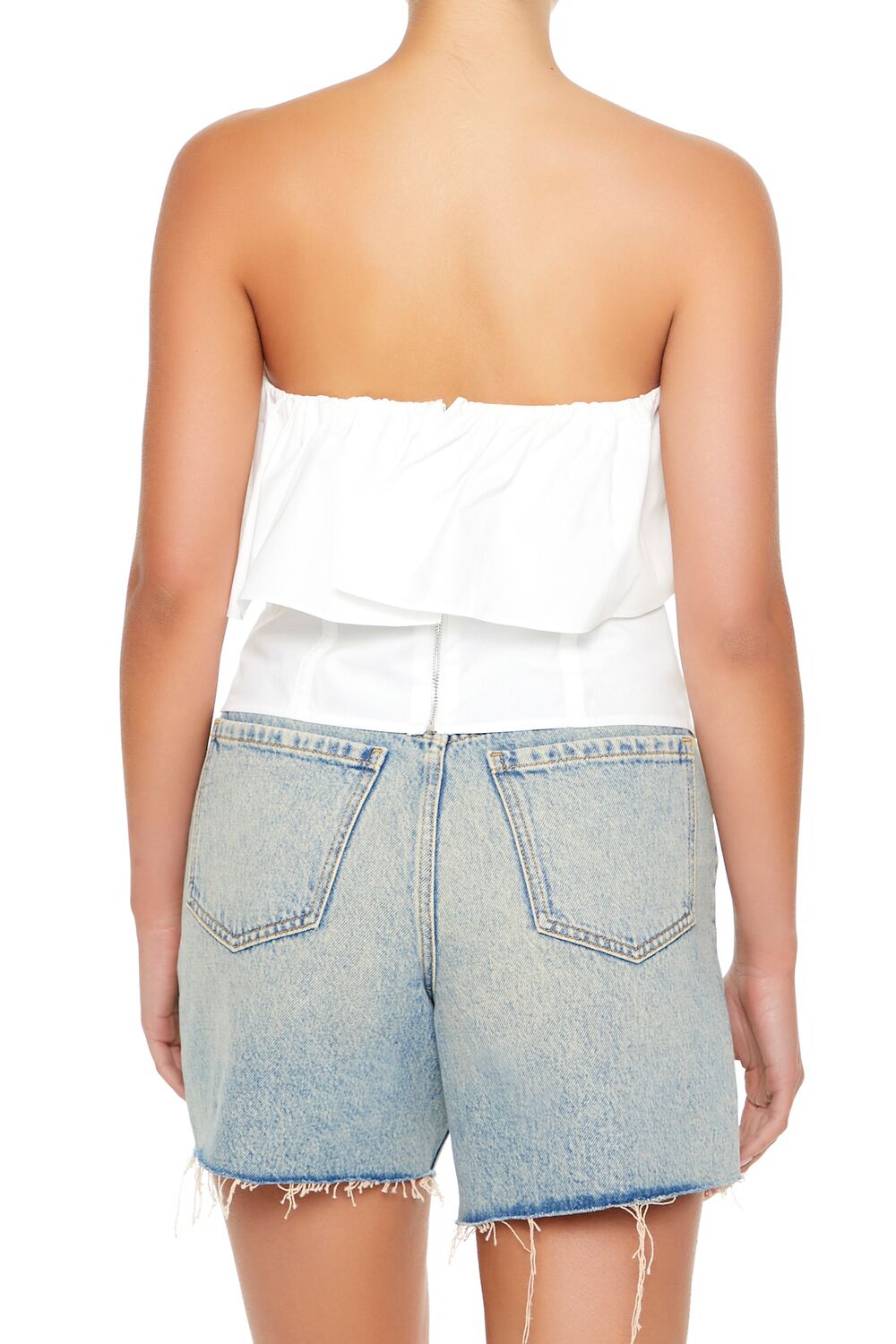 Poplin Flounce Tube Top-Feelings Star