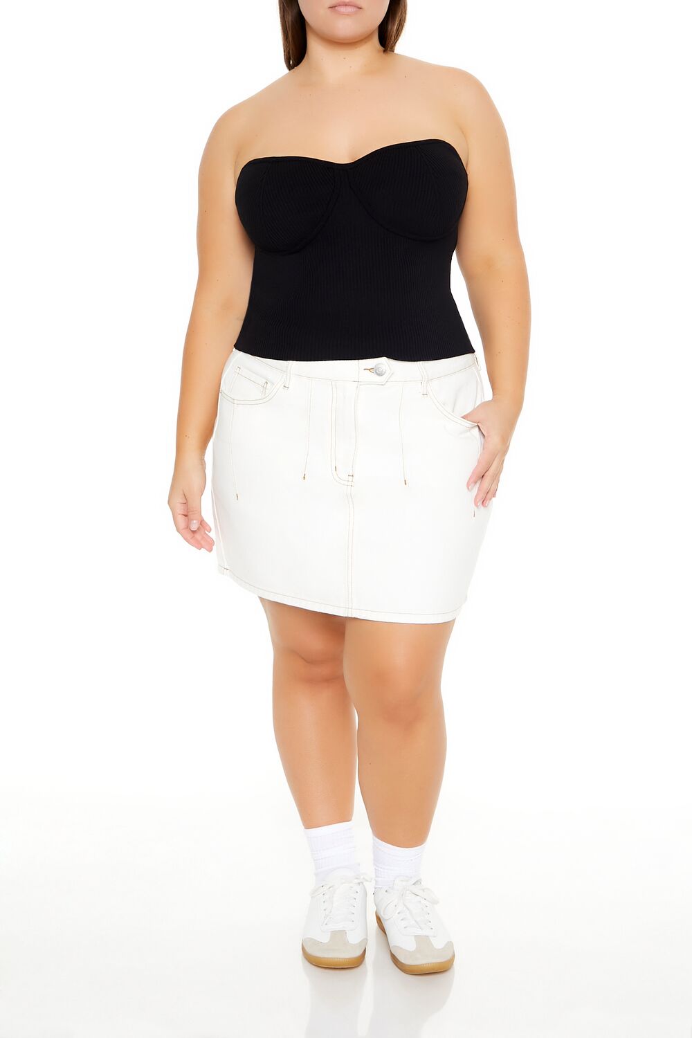 Plus Size Sweater-Knit Tube Top-Feelings Star