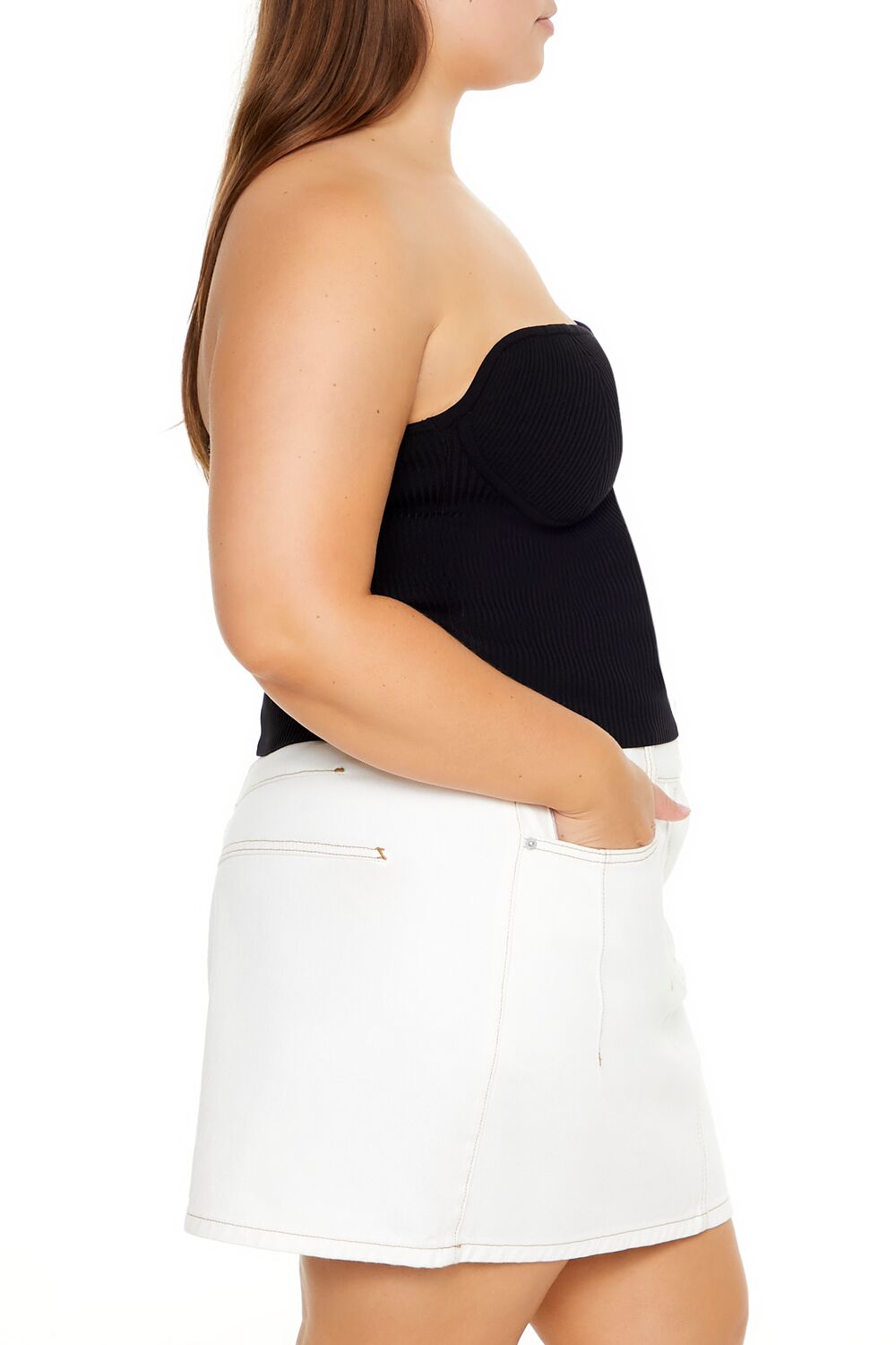 Plus Size Sweater-Knit Tube Top-Feelings Star