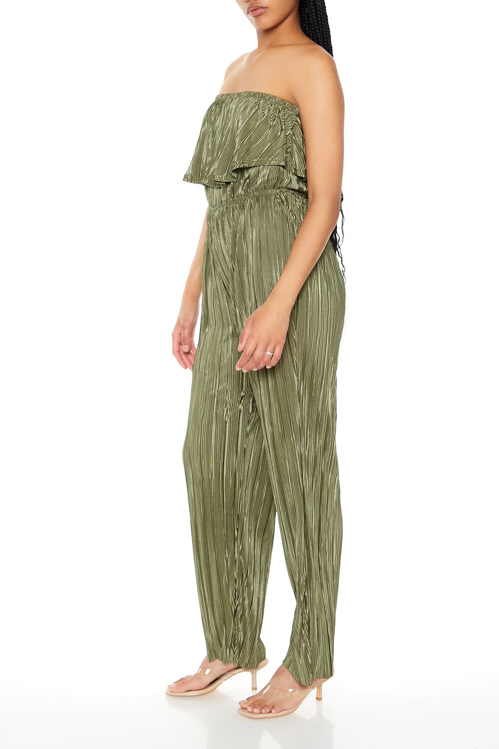 Strapless Plisse Flounce Jumpsuit-Feelings Star