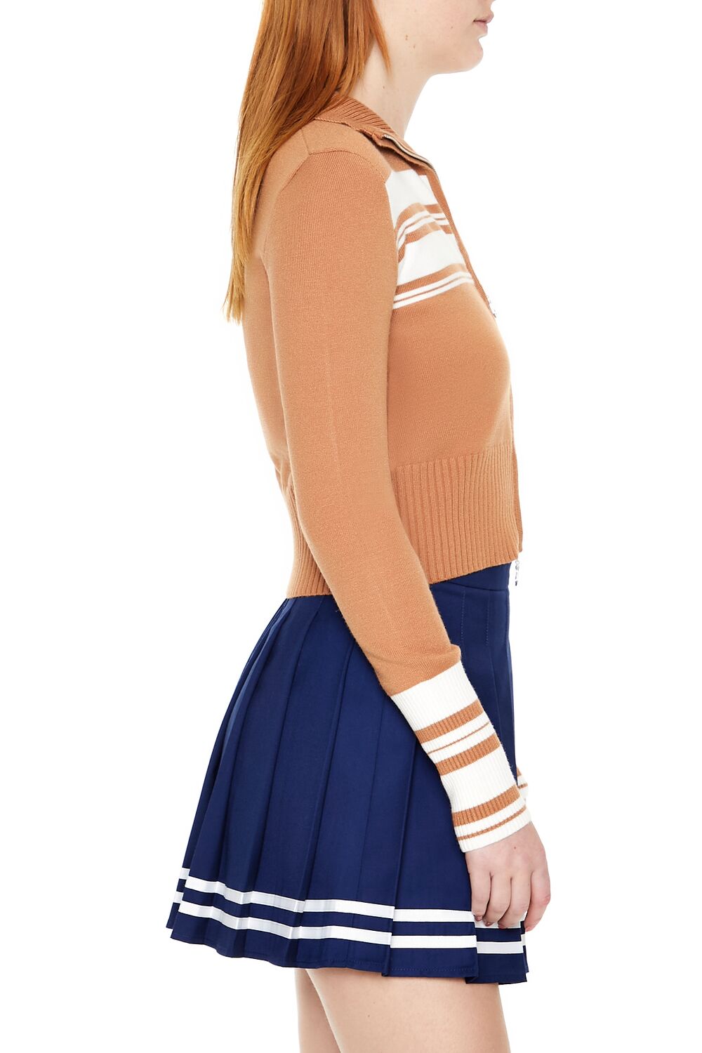 Striped Zip-Up Sweater-Feelings Star