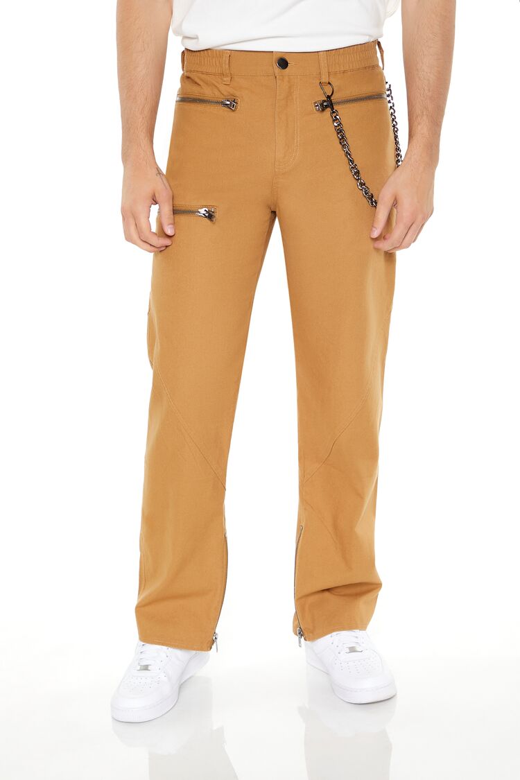 Twill Wallet Chain Straight Pants-Feelings Star