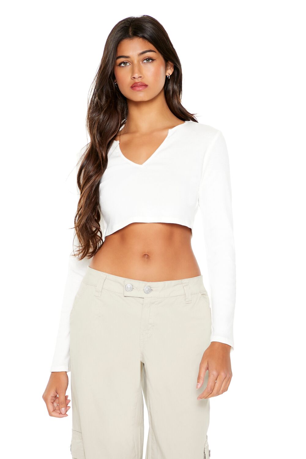 Split-Neck Crop Top-Feelings Star