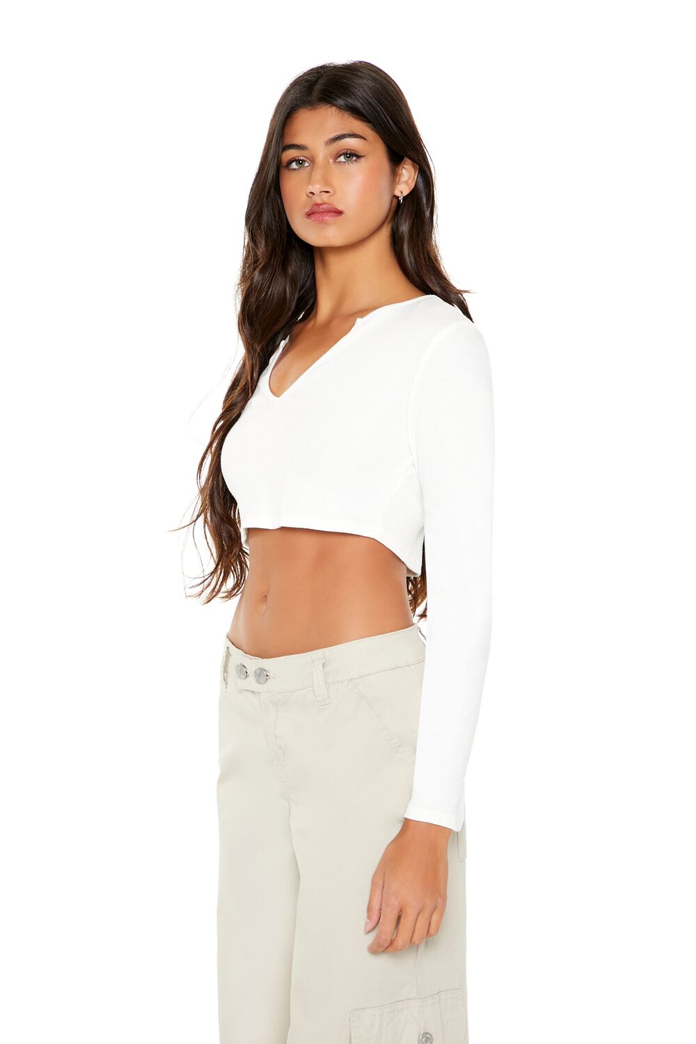 Split-Neck Crop Top-Feelings Star